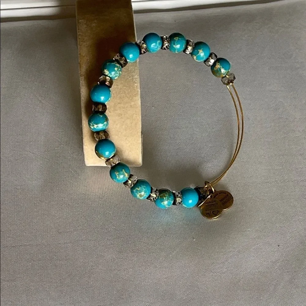 Alex and Ani Turquoise and Gold Beaded Bracelet